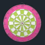 Dart Board: White, Lime, And Pink Dartboard<br><div class="desc">White,  Lime,  And Pink Coloured Dart Board Game Including 6 Brass Darts</div>