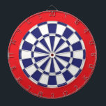 Dart Board: White, Navy Blue, And Red Dartboard<br><div class="desc">White,  Navy Blue,  And Red Coloured Dart Board Game Including 6 Brass Darts</div>