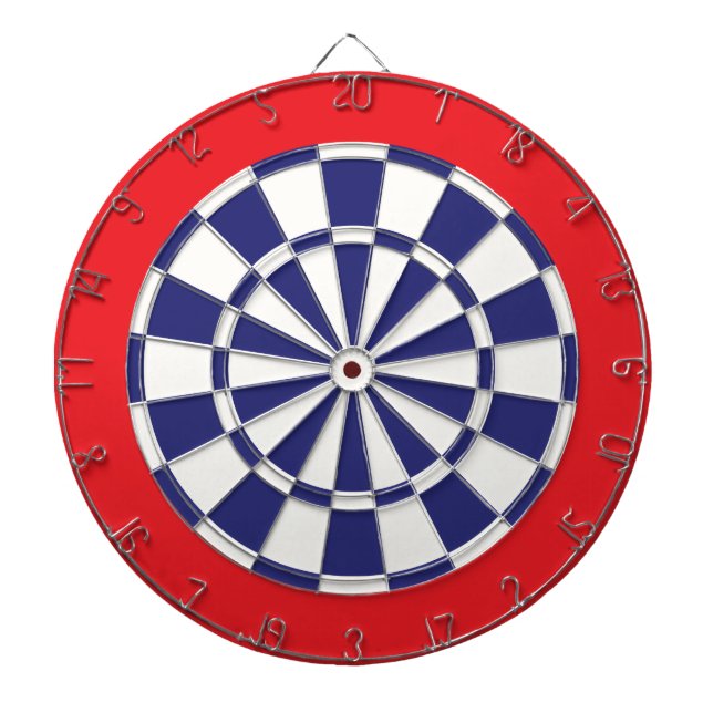 Dart Board: White, Navy Blue, And Red Dartboard (Front)