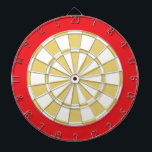 Dart Board: White, Old Gold, And Red Dartboard<br><div class="desc">White,  Old Gold,  And Red Coloured Dart Board Game Including 6 Brass Darts</div>