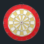 Dart Board: White, Old Gold, And Red Dartboard<br><div class="desc">White,  Old Gold,  And Red Coloured Dart Board Game Including 6 Brass Darts</div>