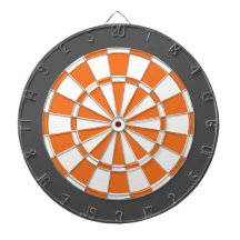 Dart Board: White, Orange, And Charcoal Grey