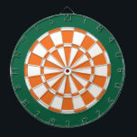 Dart Board: White, Orange, And Dark Green Dartboard<br><div class="desc">White,  Orange,  And Dark Green Coloured Dart Board Game Including 6 Brass Darts</div>