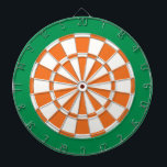 Dart Board: White, Orange, And Green Dartboard<br><div class="desc">White,  Orange,  And Green Coloured Dart Board Game Including 6 Brass Darts</div>