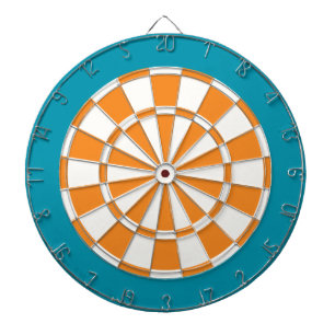Dart Board: White, Orange, And Teal Dartboard