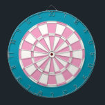 Dart Board: White, Pink, And Teal Dartboard<br><div class="desc">White,  Pink,  And Teal Coloured Dart Board Game Including 6 Brass Darts</div>