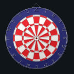 Dart Board: White, Red, And Navy Blue Dartboard<br><div class="desc">White,  Red,  And Navy Blue Coloured Dart Board Game Including 6 Brass Darts</div>