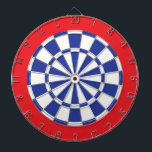 Dart Board: White, Royal Blue, And Red Dartboard<br><div class="desc">White,  Royal Blue,  And Red Coloured Dart Board Game Including 6 Brass Darts</div>