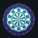 Dart Board: White, Teal, And Navy Blue Dartboard<br><div class="desc">White,  Teal,  And Navy Blue Coloured Dart Board Game Including 6 Brass Darts</div>