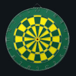 Dart Board: Yellow, Green, And Dark Green Dartboard<br><div class="desc">Yellow,  Green,  And Dark Green Coloured Dart Board Game Including 6 Brass Darts</div>
