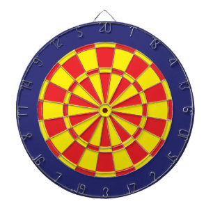 Dart Board: Yellow, Red, And Navy Blue Dartboard