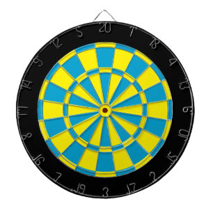 Dart Board: Yellow, Sky Blue, And Black Dartboard