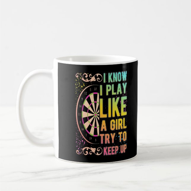 Dart Girl Dartboard Queen Female Dart Lover Coffee Mug (Left)