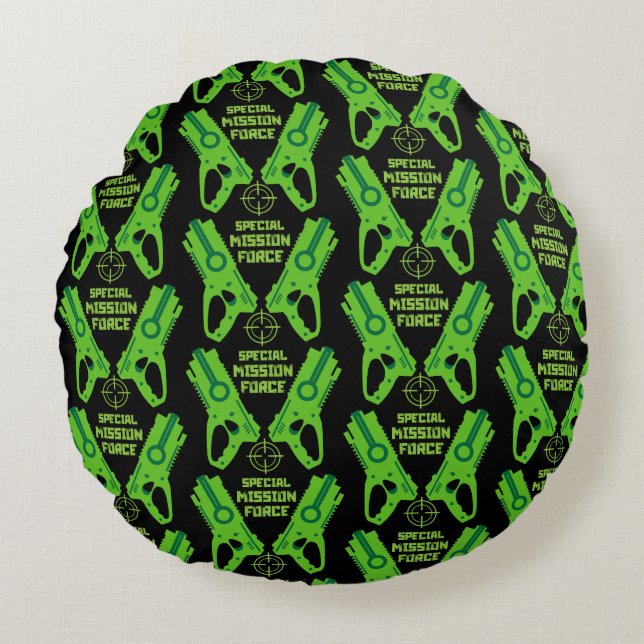 Dart Gun Battle Round Cushion (Front)