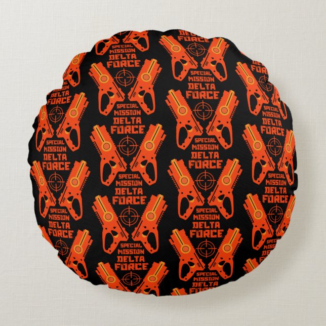 Dart Gun Battle Round Cushion (Front)