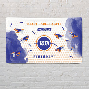 Dart Gun Battle War Boys Birthday Party Banner