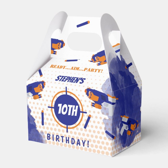 Dart Gun Battle War Boys Birthday Party Favour Box (Front Side)