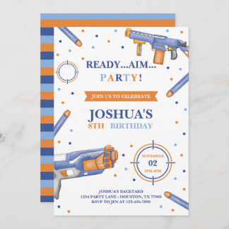 Dart Gun Birthday Invitation