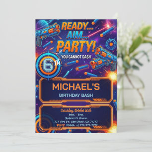 Dart Gun Birthday Invitation