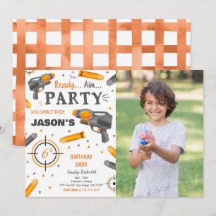 Dart Gun Birthday Party Photo Invitation