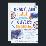 Dart Party Birthday Invitation | Dart Gun<br><div class="desc">Dart Party Birthday Invitation.
Ready to be personalised with your info!</div>