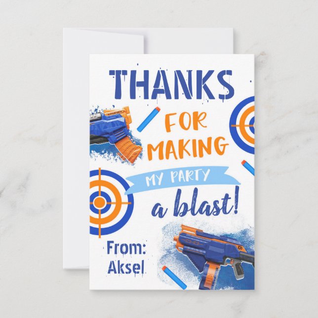 Dart Party Thank You Card | Dart Birthday (Front)