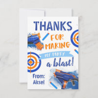 Dart Party Thank You Card | Dart Birthday