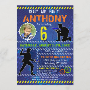 Dart Photo Invite Dart Gun Birthday Party