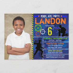 Dart Photo Invite Dart Gun Birthday Party