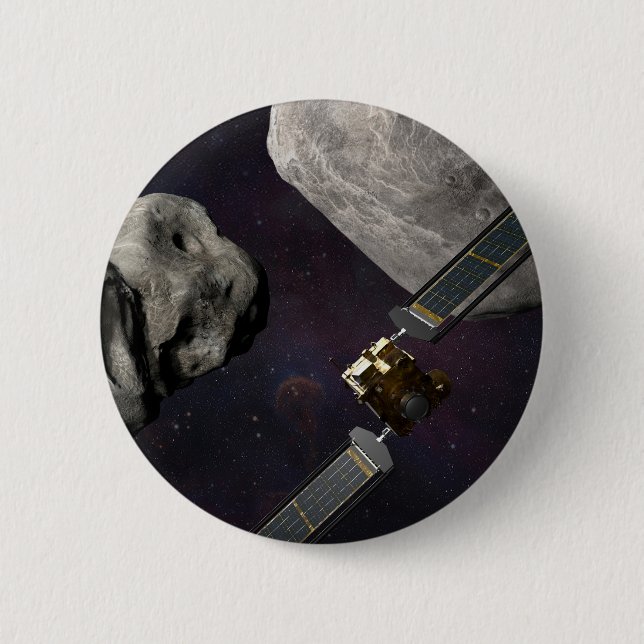 Dart Spacecraft And The Liciacube Prior To Impact 6 Cm Round Badge (Front)
