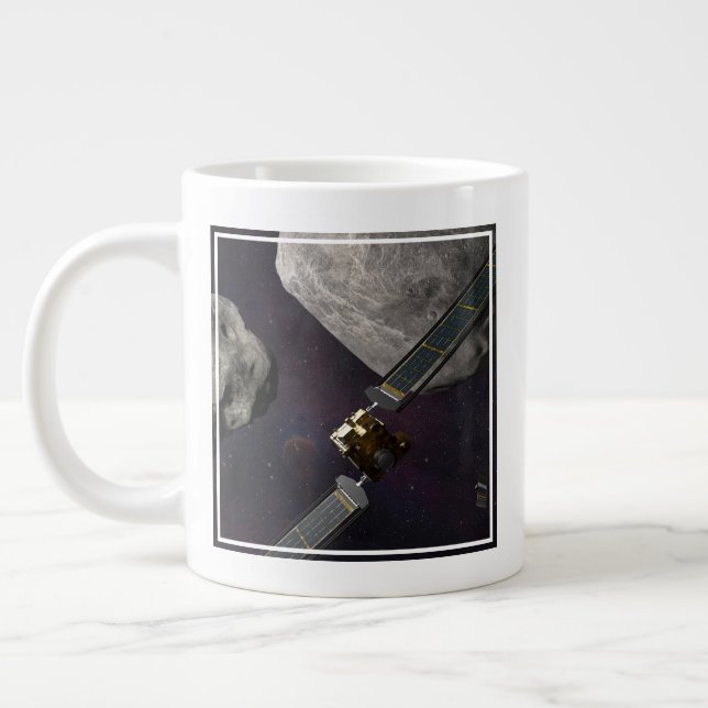 Dart Spacecraft And The Liciacube Prior To Impact Large Coffee Mug (Left)