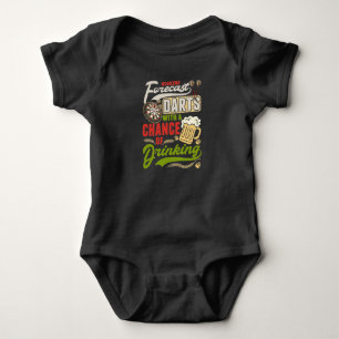 Dart Throwing Dartboard 180 Darts and Beer Baby Bodysuit