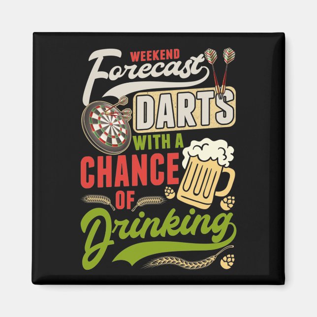 Dart Throwing Dartboard 180 Darts and Beer Magnet (Front)