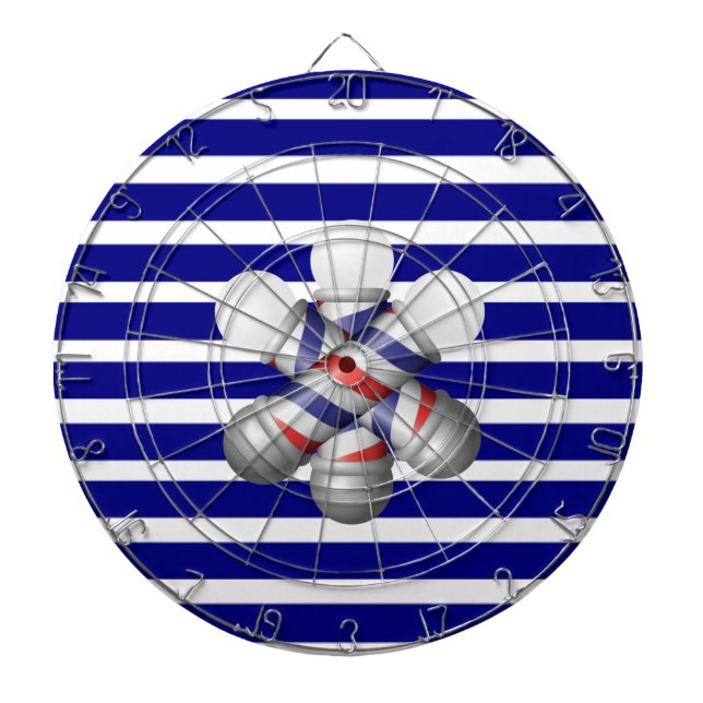 Dartboard Blue & White Stripe Barber Pole Barbers (Front)