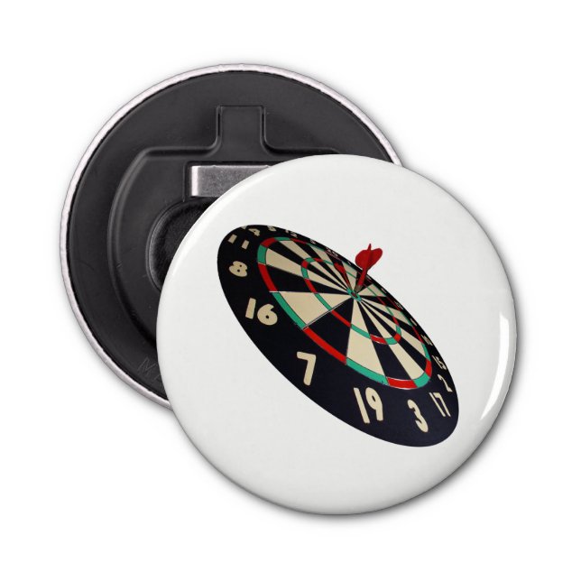Dartboard Bullseye, White Magnetic Bottle Opener. Bottle Opener (Front)