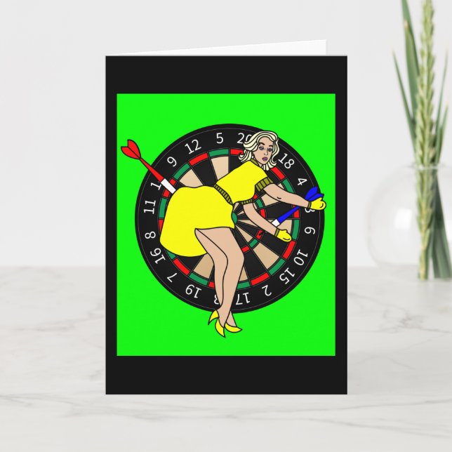 Dartboard Dart Player With Darts Arrows Card (Front)