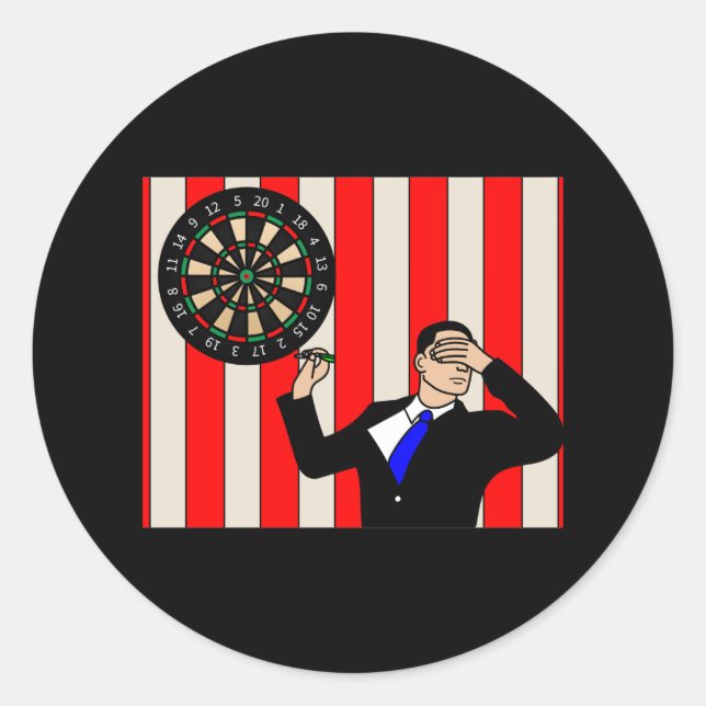 Dartboard Dart Player With Darts Arrows Classic Round Sticker (Front)