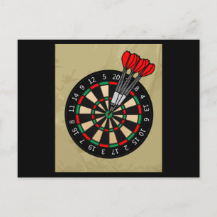 Dartboard Dart Player With Darts Arrows Postcard
