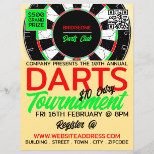 Dartboard Design, Darts Tournament Advertising Flyer