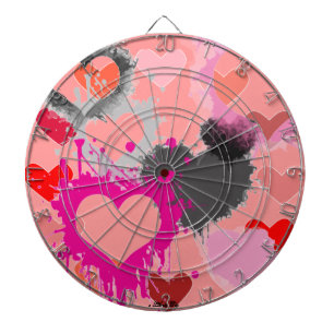 DARTBOARD GAME - DESIGNER HEARTS - PINK - GIFTS