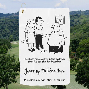 Dartboard in the Bedroom. Funny Cartoon Golf Towel