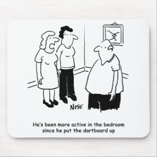 Dartboard in the Bedroom. Funny Cartoon Mouse Mat