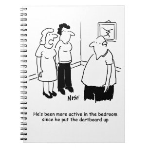 Dartboard in the Bedroom. Funny Cartoon Notebook