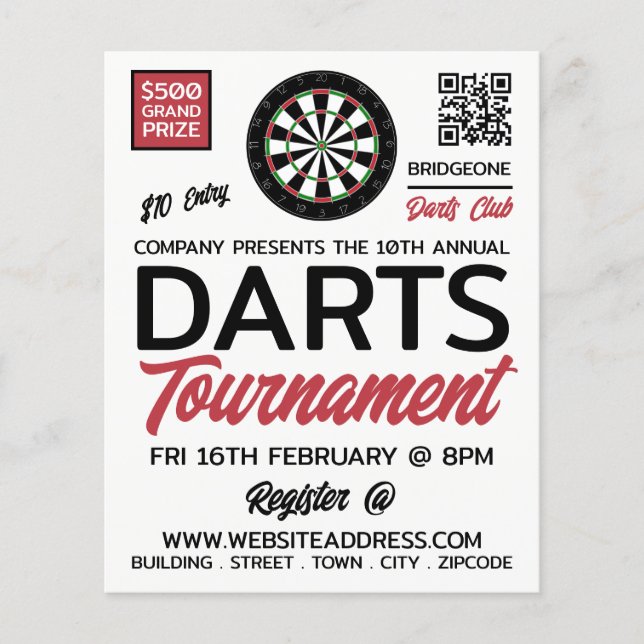 Dartboard Logo Design, Darts Tournament Advert Flyer (Front)