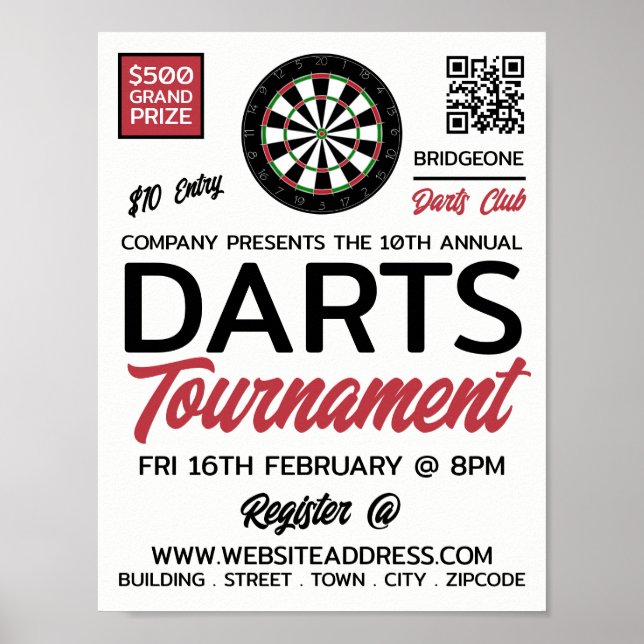Dartboard Logo Design, Darts Tournament Advert Poster (Front)