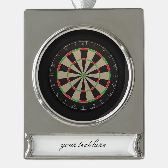 Dartboard Lover 🎯😍 Darts Silver Plated Banner Ornament (Front)
