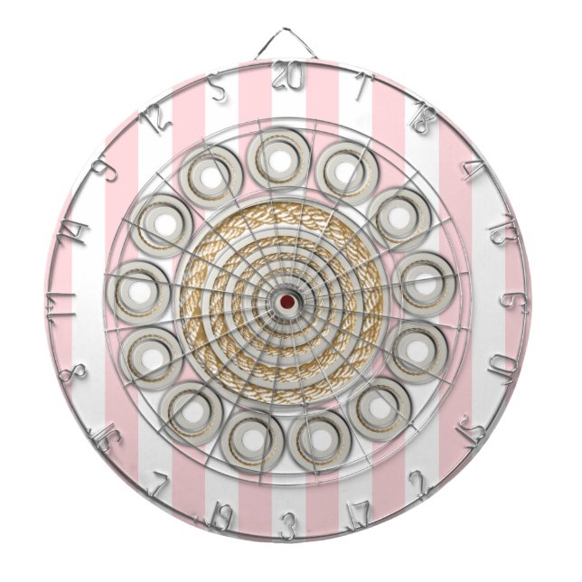 Dartboard Pink White Stripe Rope Circular  (Front)