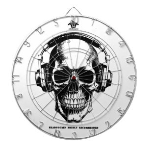 Dartboard Scull With Headphones