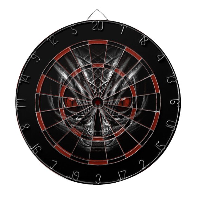 DARTBOARD SILVER GRAY FACE WITH RED EYES (Front)