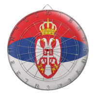 Dartboard with 6 darts Serbia Serbian flag